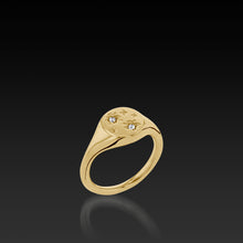 Load image into Gallery viewer, Yellow Gold Signet Ring with Diamonds