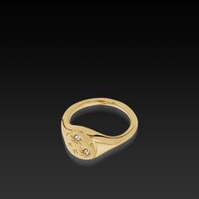 Load image into Gallery viewer, Yellow Gold Signet Ring with Diamonds