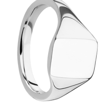 Load image into Gallery viewer, Small Rectangle signet ring (12x9mm) in 14K White Gold, with a Thin style band.