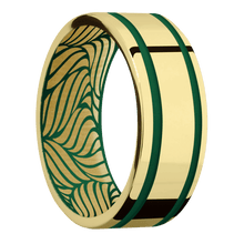 Load image into Gallery viewer, 14K Yellow Gold + Polish , Polish Finish + Green