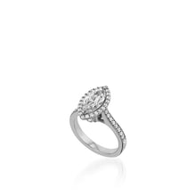 Load image into Gallery viewer, Satin Marquise White Gold Engagement Ring
