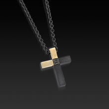 Load image into Gallery viewer, Men's Duplex Black Pave Diamond Cross Pendant Necklace