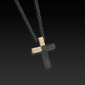 Men's Duplex Black Pave Diamond Cross Pendant Necklace