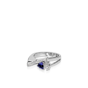 Pinnacle Petite Gemstone Ring with Pave Diamonds