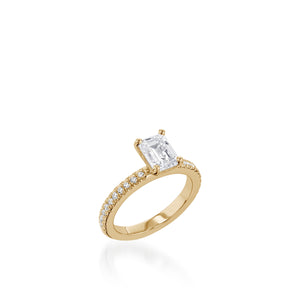 Essence Emerald Cut White Gold Engagement Ring