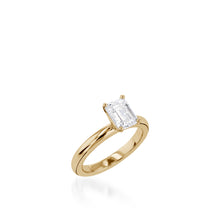 Load image into Gallery viewer, Essence Solitaire Emerald Cut Yellow Gold Engagement Ring