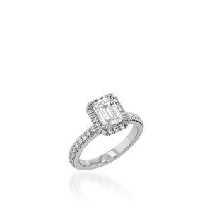 Majesty Emerald Cut White Gold Engagement Ring