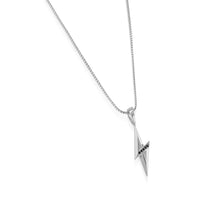 Load image into Gallery viewer, Lightning Bolt Sterling Silver Diamond Pendant Necklace