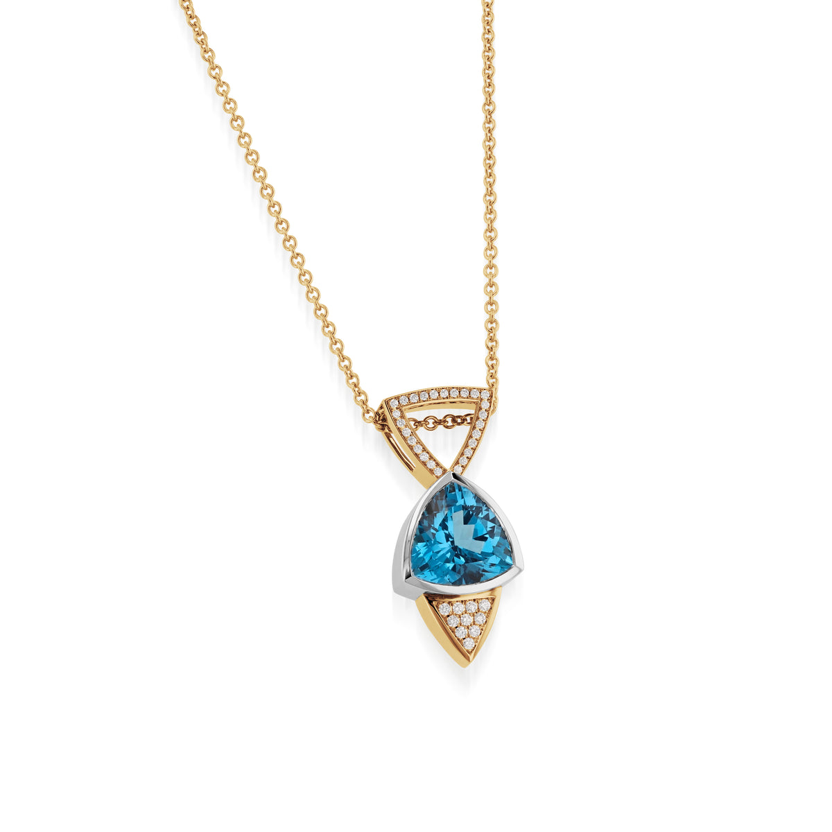 Signature Trillion Blue Topaz and Diamond Pendant Necklace – John