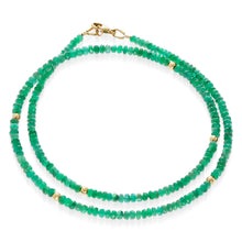 Load image into Gallery viewer, Tempo Emerald and Gold 3mm Bead Necklace