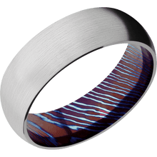 Load image into Gallery viewer, 14K White Gold + Satin Finish + Titanium Damascus