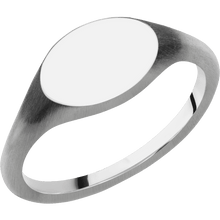 Load image into Gallery viewer, Small Horizontal Oval signet ring (12x9mm) in 14K White Gold, with a Thin style band.
