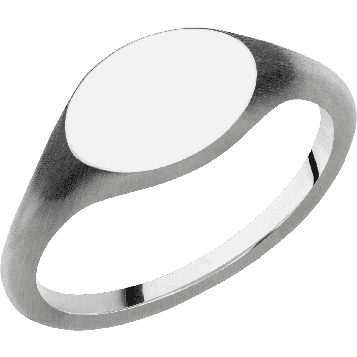 Small Horizontal Oval signet ring (12x9mm) in 14K White Gold, with