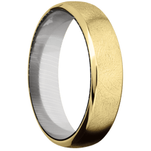 Load image into Gallery viewer, 14K Yellow Gold + Distressed , Polish Finish + Damascus