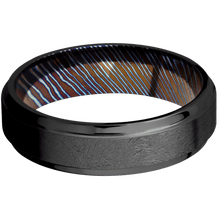 Load image into Gallery viewer, Zirconium + Distressed , Polish Finish + Titanium Damascus