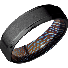 Load image into Gallery viewer, Zirconium + Distressed , Polish Finish + Titanium Damascus