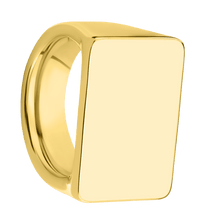 Load image into Gallery viewer, Extra Large Horizontal Rectangle signet ring in 10K Yellow Gold, with a Wide style band.