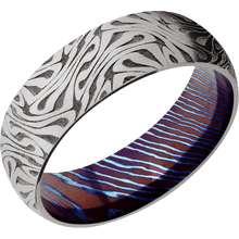 Load image into Gallery viewer, 18K White Gold + Satin Finish + Titanium Damascus