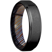 Load image into Gallery viewer, Zirconium + Distressed , Polish Finish + Titanium Damascus