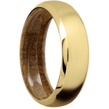 Load image into Gallery viewer, 14K Yellow Gold + Satin , Polish Finish + Whiskey Barrel