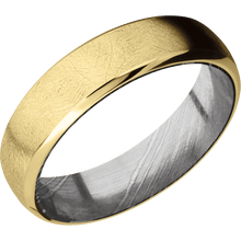 Load image into Gallery viewer, 14K Yellow Gold + Distressed , Polish Finish + Damascus