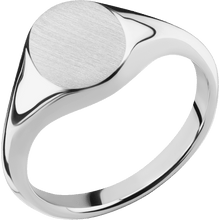 Load image into Gallery viewer, Small Oval signet ring (12x9mm) in 14K White Gold, with a Thin style band.