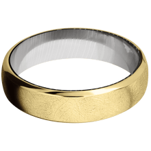 Load image into Gallery viewer, 14K Yellow Gold + Distressed , Polish Finish + Damascus