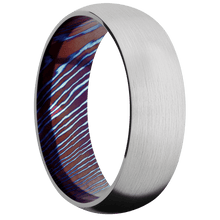 Load image into Gallery viewer, 14K White Gold + Satin Finish + Titanium Damascus