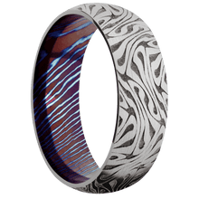 Load image into Gallery viewer, 18K White Gold + Satin Finish + Titanium Damascus
