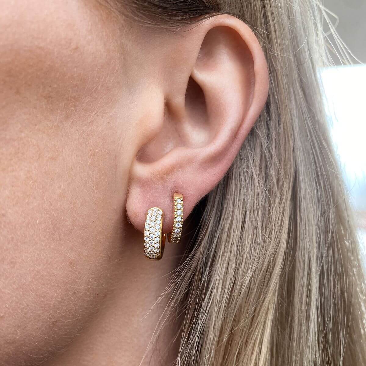 Essence Single Hoop Earrings with Pave Diamonds – John Atencio