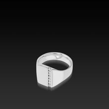 Load image into Gallery viewer, Palladium Silver Rectangle Signet Ring with Diamonds