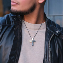 Load image into Gallery viewer, Men's Duplex Black Pave Diamond Cross Pendant Necklace