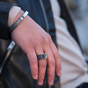 Men's Duplex Black Diamond Signet Ring