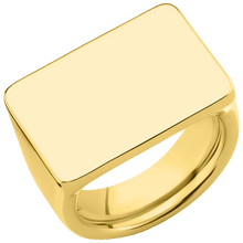 Load image into Gallery viewer, Extra Large Horizontal Rectangle signet ring in 10K Yellow Gold, with a Wide style band.