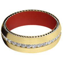 Load image into Gallery viewer, 14K Yellow Gold + Satin Finish + Red Apple