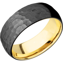 Load image into Gallery viewer, Zirconium + Hammer Finish + 14K Yellow Gold