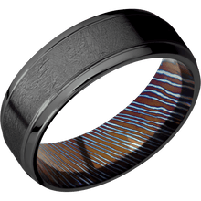 Load image into Gallery viewer, Zirconium + Distressed , Polish Finish + Titanium Damascus