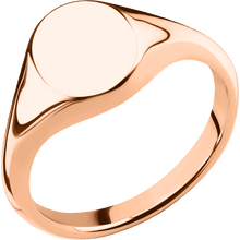 Load image into Gallery viewer, Small Oval signet ring (12x9mm) in 14K Rose Gold, with a Thin style band.