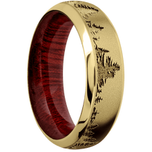 Load image into Gallery viewer, 14K Yellow Gold + Sand , Polish Finish + Blood Wood