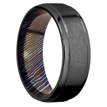 Load image into Gallery viewer, Zirconium + Distressed , Polish Finish + Titanium Damascus