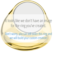 Load image into Gallery viewer, Large Oval signet ring (20x16mm) in 14K Yellow Gold, with a Thin style band, a Platinum inlay and an Aquarius Rev engraving.