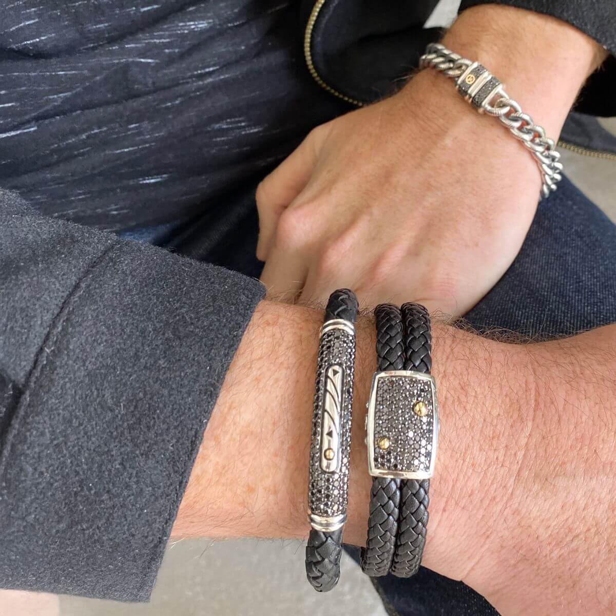 Matrix Black Diamond Leather Bracelet – John Atencio