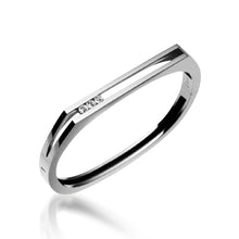 Load image into Gallery viewer, Women's 14 karat White Gold Lines Diamond Hinged Bracelet