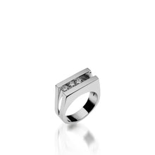 Load image into Gallery viewer, Women's 14 karat White Gold Lines Diamond Ring