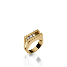 Load image into Gallery viewer, Women's 14 karat Yellow Gold Lines Diamond Ring