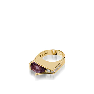 Women's 14 karat Yellow Gold Venture Pear-shaped Rhodolite Garnet Ring with Diamonds