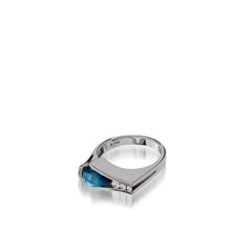 Load image into Gallery viewer, Women's 14 karat White Gold Venture Pear-shaped London Blue TopazRing Small