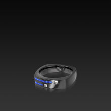 Load image into Gallery viewer, Men's Groove Square Diamond Band with lapis inlay