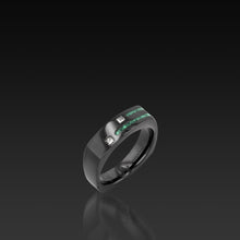 Load image into Gallery viewer, Men's Groove Square Diamond Band malachite inlay