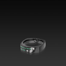 Load image into Gallery viewer, Men's Groove Square Diamond Band malachite inlay